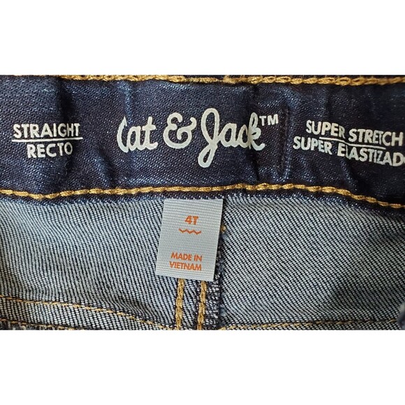 Cat & Jack Boys Straight Fit Denim Blue Jeans Elastic Waist Stretch Toddler 4T - Picture 7 of 7